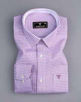 Aytos Purple With White Dobby Check Designer Cotton Shirt