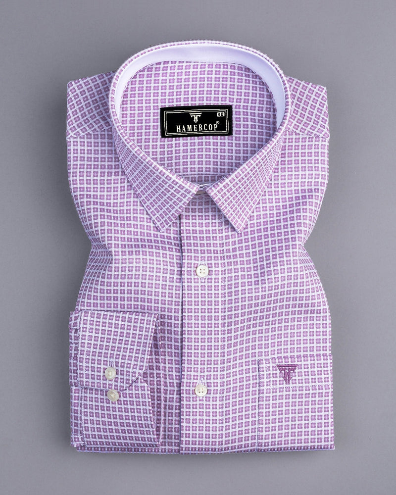 Aytos Purple With White Dobby Check Designer Cotton Shirt