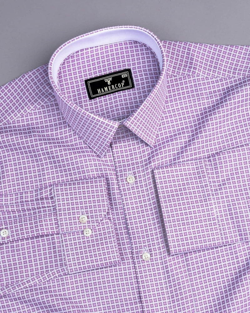 Aytos Purple With White Dobby Check Designer Cotton Shirt