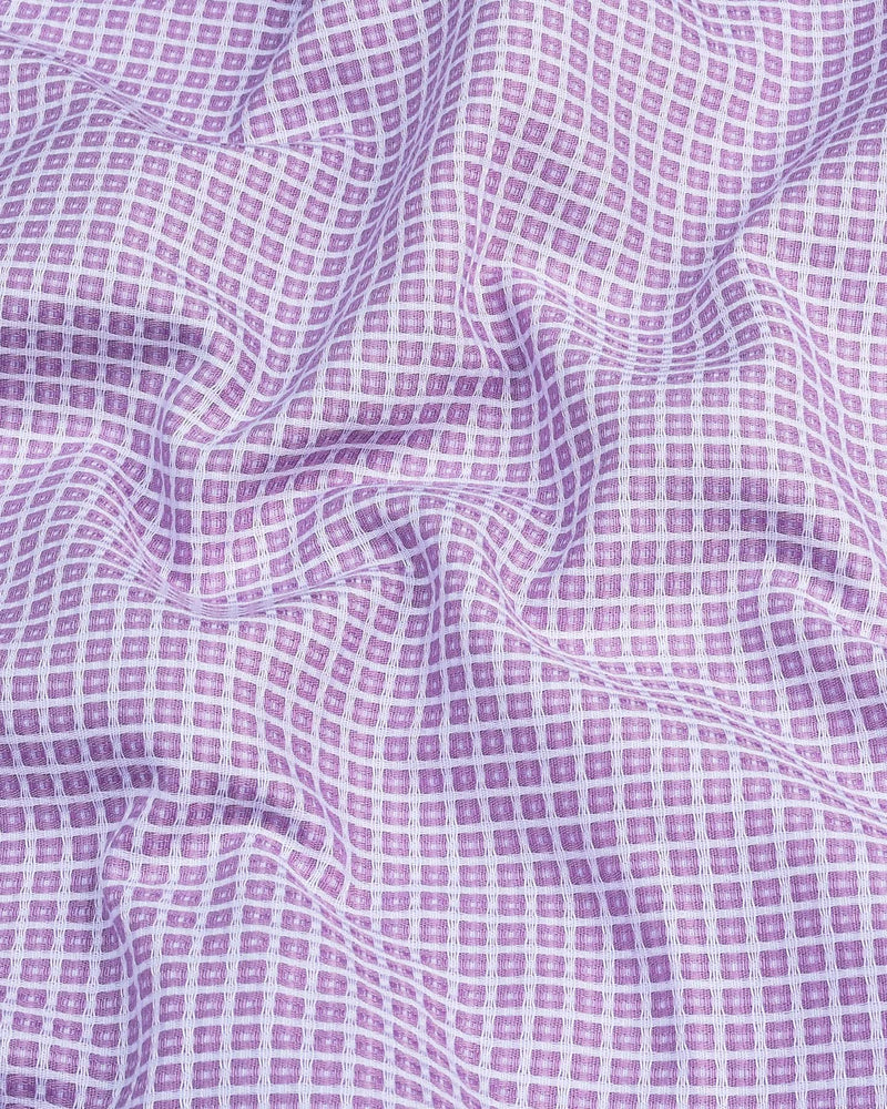 Aytos Purple With White Dobby Check Designer Cotton Shirt