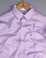 Aytos Purple With White Dobby Check Designer Cotton Shirt