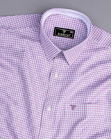 Aytos Purple With White Dobby Check Designer Cotton Shirt