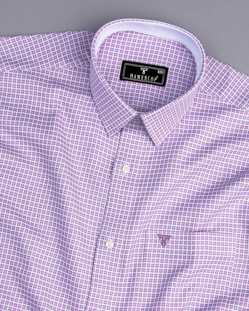 Aytos Purple With White Dobby Check Designer Cotton Shirt