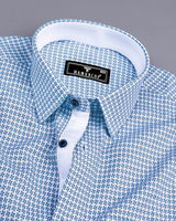 Gravity Blue Houndstooth Amsler Dobby Cotton Designer Shirt