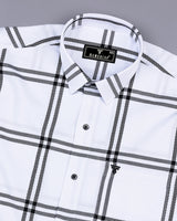 Lepton White With Black Broad Check Premium Giza Shirt