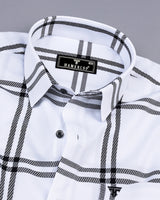 Lepton White With Black Broad Check Premium Giza Shirt