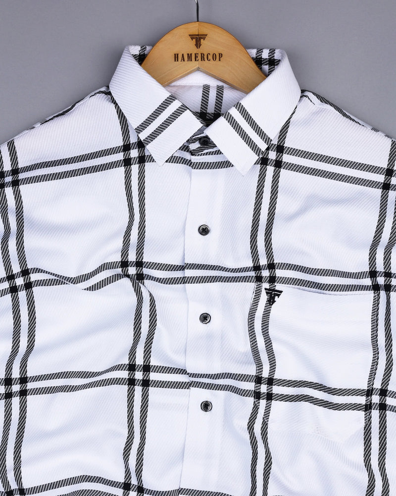 Lepton White With Black Broad Check Premium Giza Shirt