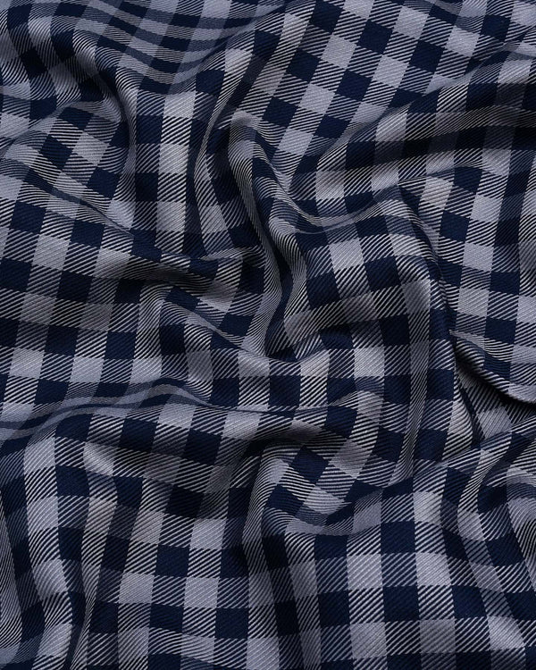 Belmont Blue With Gray Twill Check Premium Giza Shirt