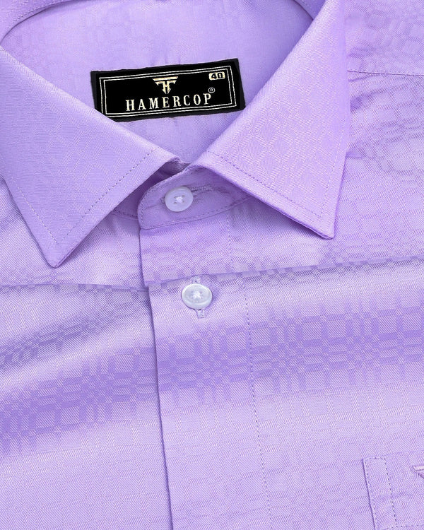 Allium Purple Self Check Jacquard Premium Giza Shirt