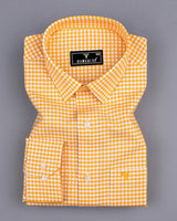 Jenon Yellow With White Yarn Dyed Check Oxford Cotton Shirt