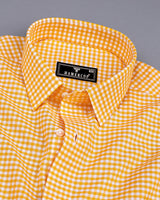 Jenon Yellow With White Yarn Dyed Check Oxford Cotton Shirt