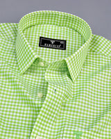 Jenon Green With White Yarn Dyed Check Oxford Cotton Shirt