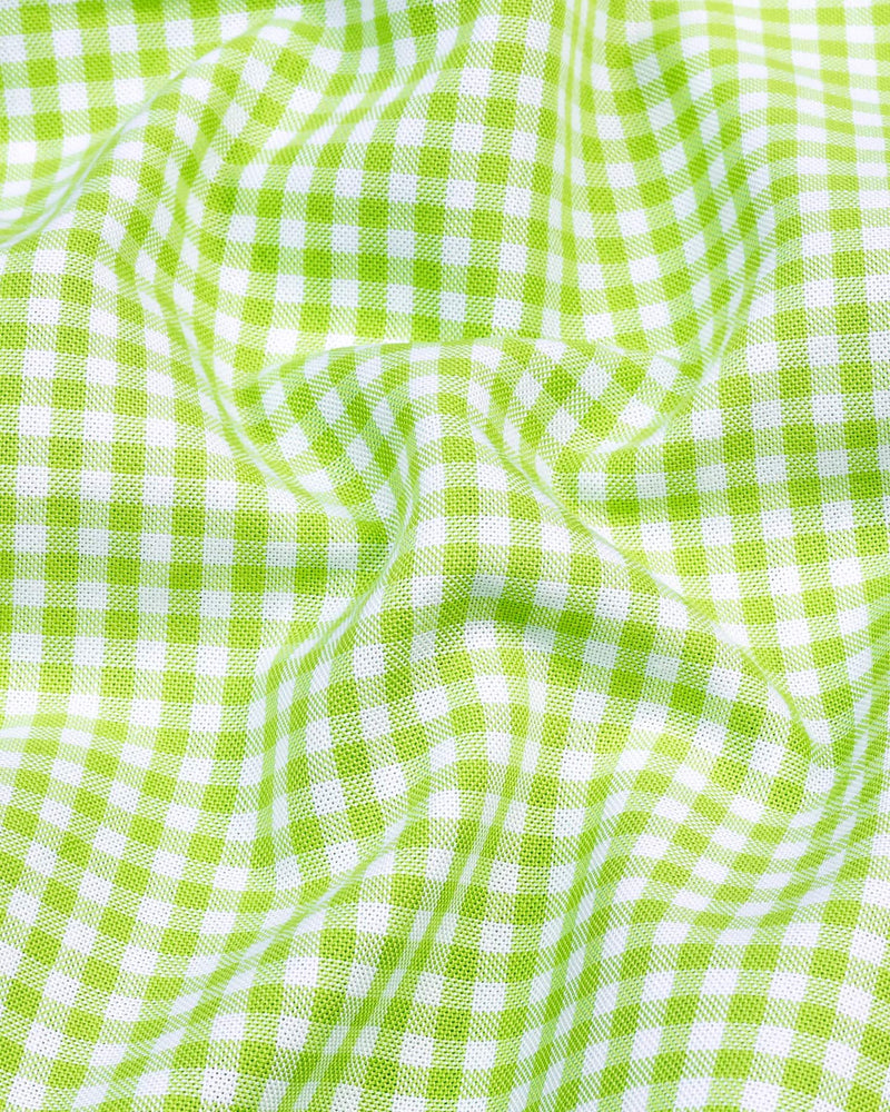 Jenon Green With White Yarn Dyed Check Oxford Cotton Shirt