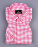 Jenon Pink With White Yarn Dyed Check Oxford Cotton Shirt