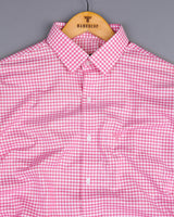 Jenon Pink With White Yarn Dyed Check Oxford Cotton Shirt