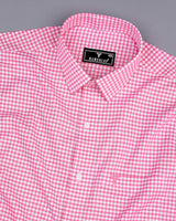 Jenon Pink With White Yarn Dyed Check Oxford Cotton Shirt