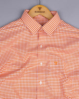 Jenon Orange With White Yarn Dyed Check Oxford Cotton Shirt