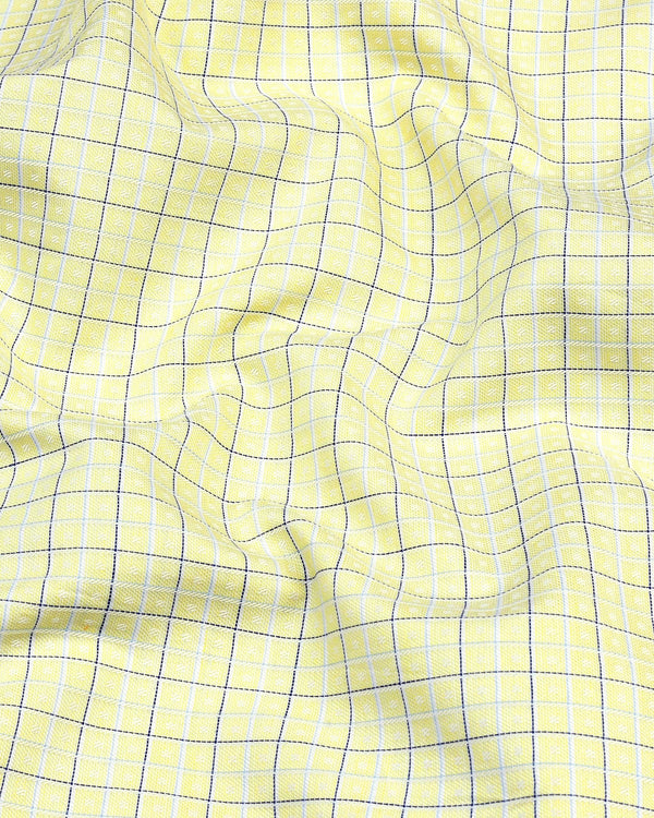 Astral Yellow With Blue Check Premium Giza Shirt