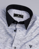 Gray Two Shaded Black Cuff And Collar Designer Cotton Shirt