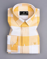 Merida Yellow With White Broad Check Oxford Cotton Shirt