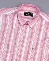 Freesia Pink With White Dobby Stripe Linen Cotton Shirt