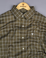 Palestine Green With White Check Dobby Cotton Shirt