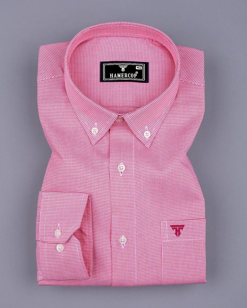 Bissen Pink With White Dobby Textured Giza Shirt