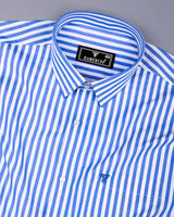 Sheldon Blue With White Stripe Formal Cotton Shirt