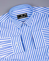 Sheldon Blue With White Stripe Formal Cotton Shirt