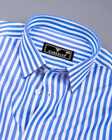 Sheldon Blue With White Stripe Formal Cotton Shirt