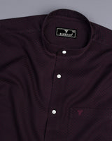 Deep Brown With Black Textured Dobby Cotton Shirt