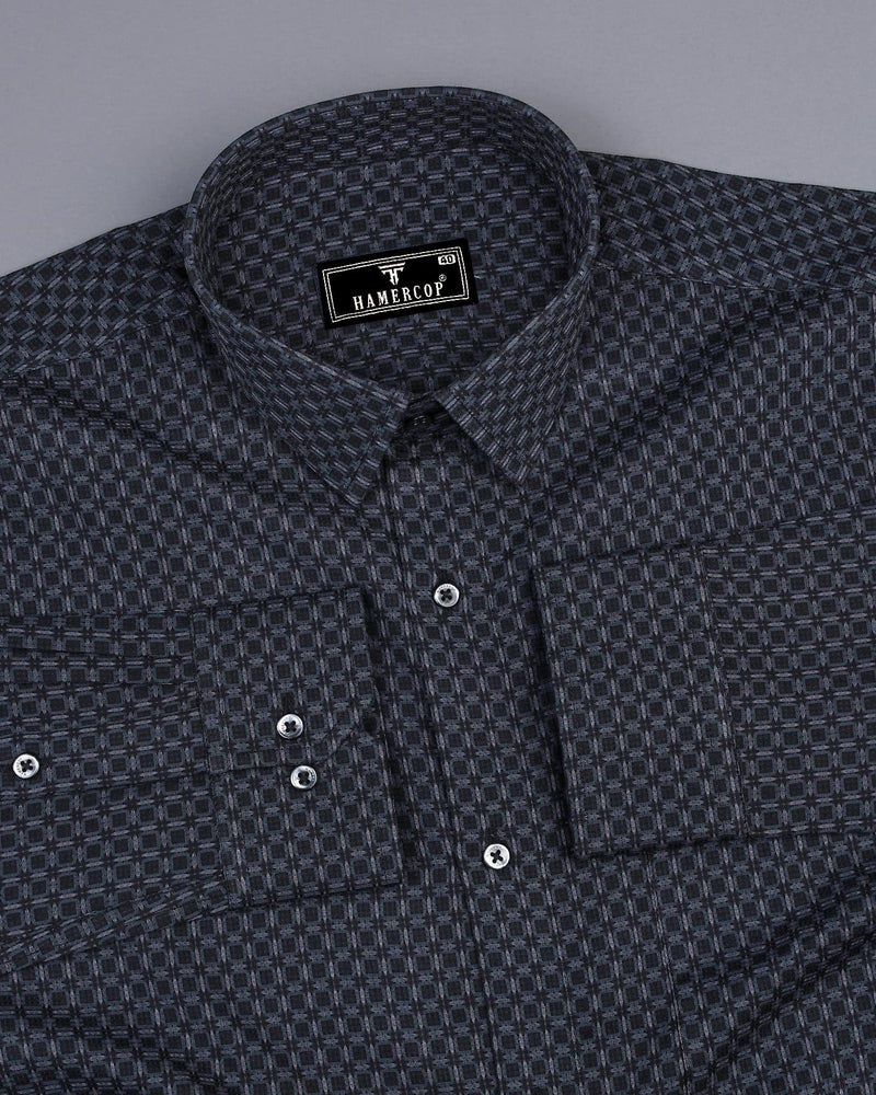 Dijon Gray With Black Dobby Check Premium Giza Shirt