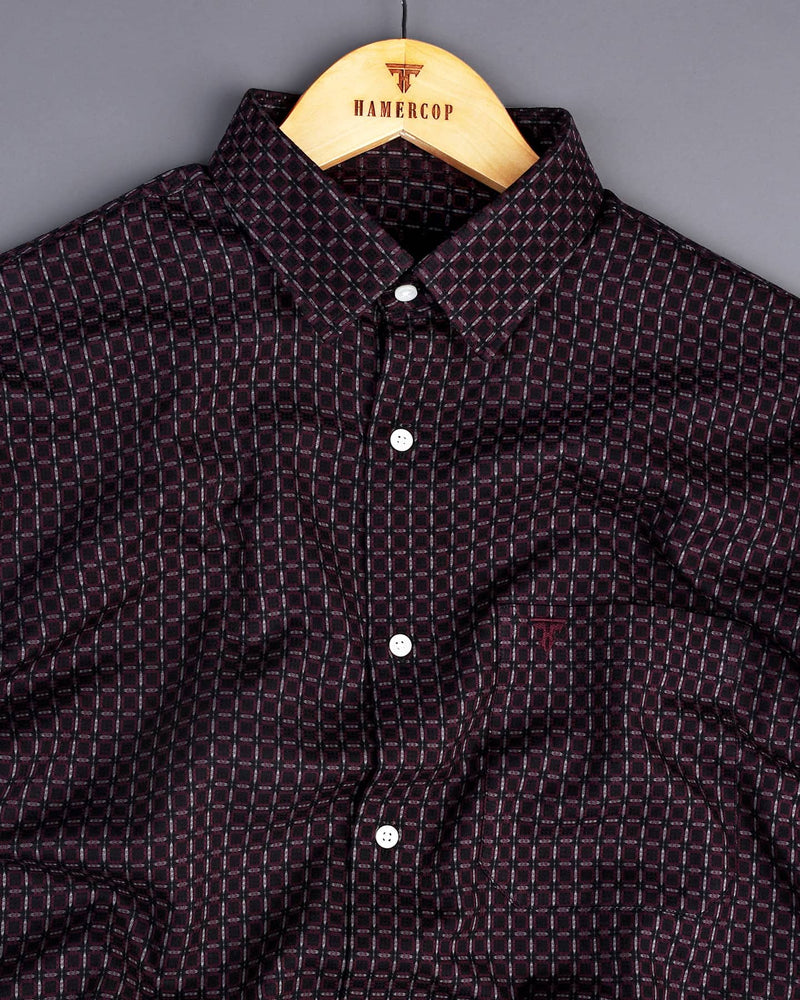 Dijon Brown With Black Dobby Check Premium Giza Shirt