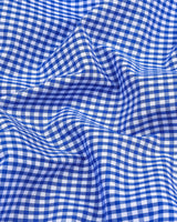 Ribon Blue With White Small Check Cotton Formal Shirt