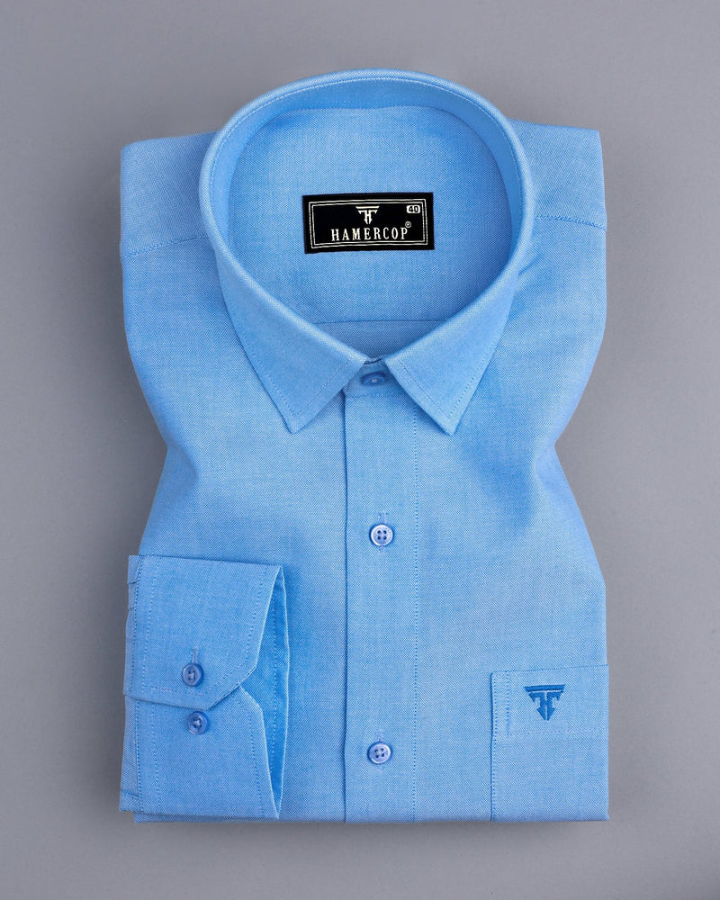 Bright SkyBlue Oxford Cotton Plain Formal Shirt