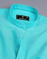 Turquoise Blue Plain Oxford Cotton Shirt