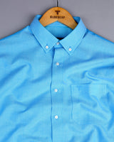 Sea Water Blue Plain Oxford Cotton Formal Shirt