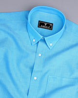 Sea Water Blue Plain Oxford Cotton Formal Shirt