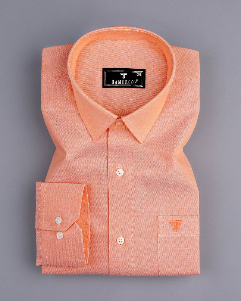 Peel Orange Plain Oxford Cotton Formal Shirt