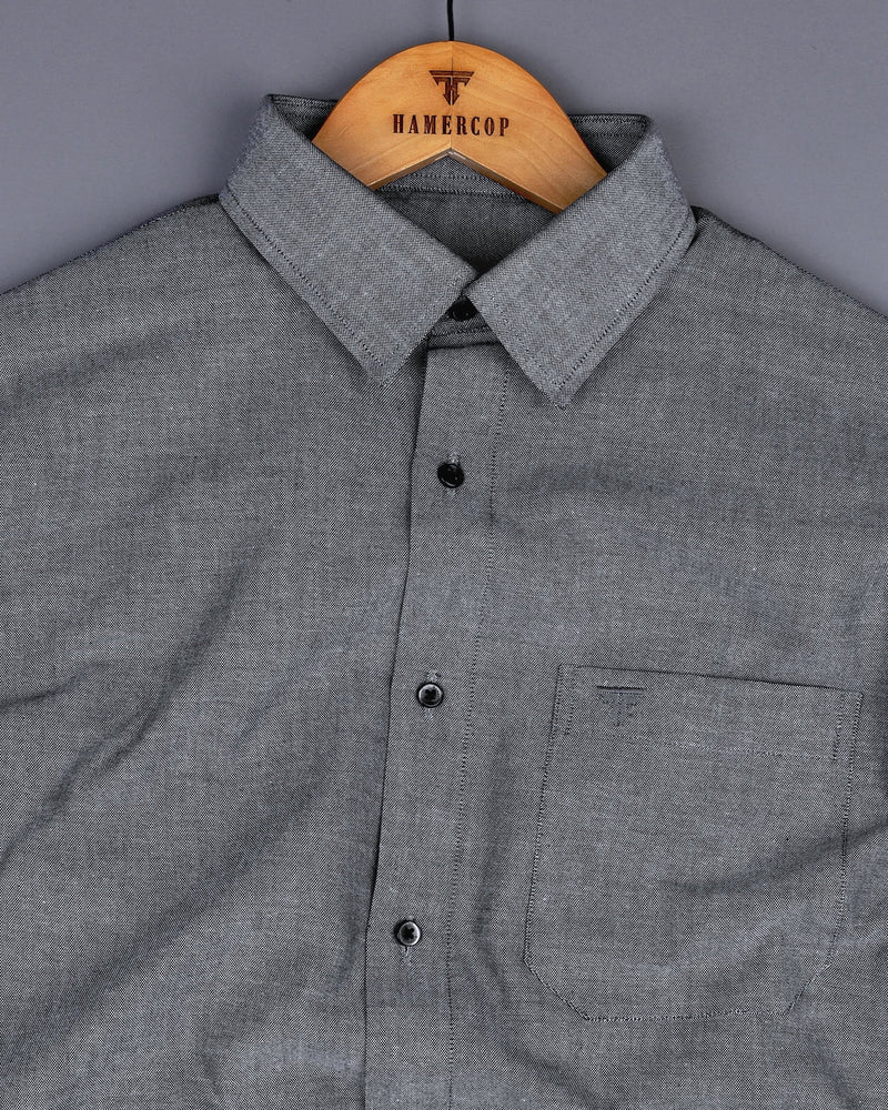 Ash Gray Oxford Cotton Plain Formal Shirt