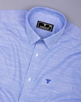 Trebzon Blue With White Stripe Linen Cotton Formal Shirt