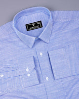 Trebzon Blue With White Stripe Linen Cotton Formal Shirt