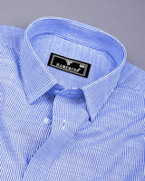 Trebzon Blue With White Stripe Linen Cotton Formal Shirt