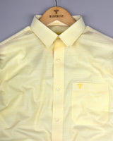 Trebzon Yellow With White Stripe Linen Cotton Formal Shirt