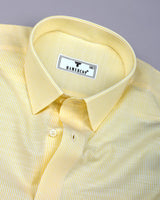 Trebzon Yellow With White Stripe Linen Cotton Formal Shirt