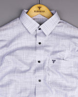 Gray Small Graph Check White Linen Cotton Formal Shirt