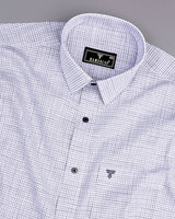 Gray Small Graph Check White Linen Cotton Formal Shirt