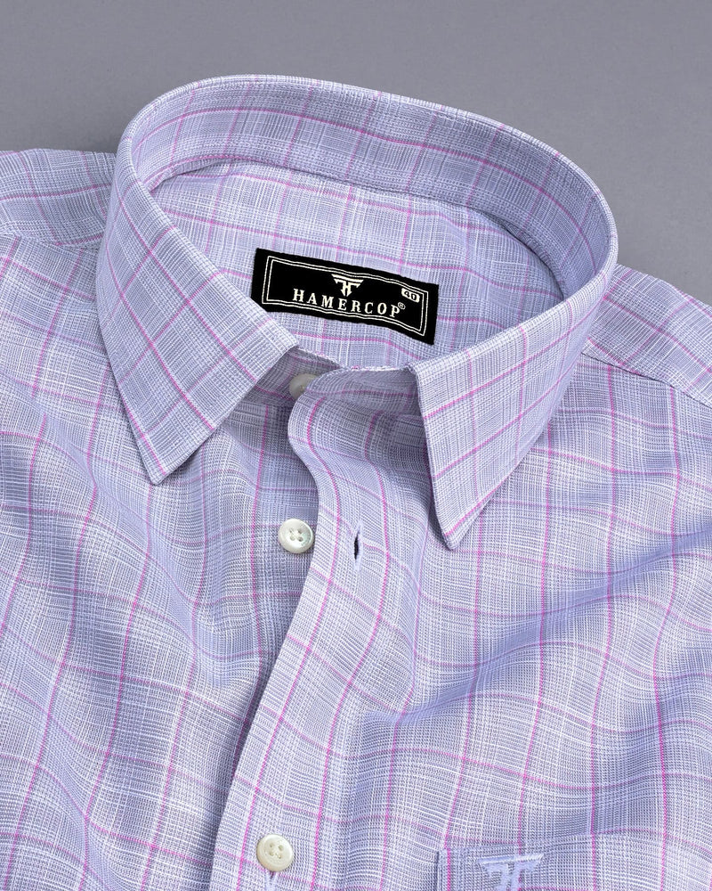 Travon Gray With Pink Check Amsler Linen Cotton Shirt