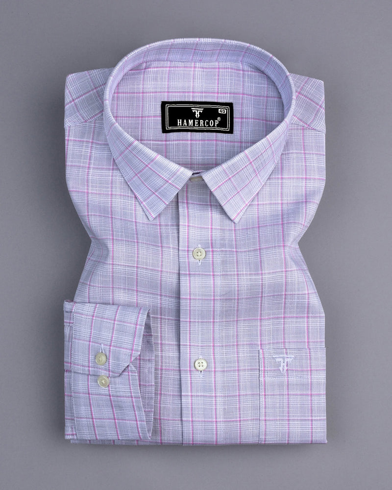 Travon Gray With Pink Check Amsler Linen Cotton Shirt