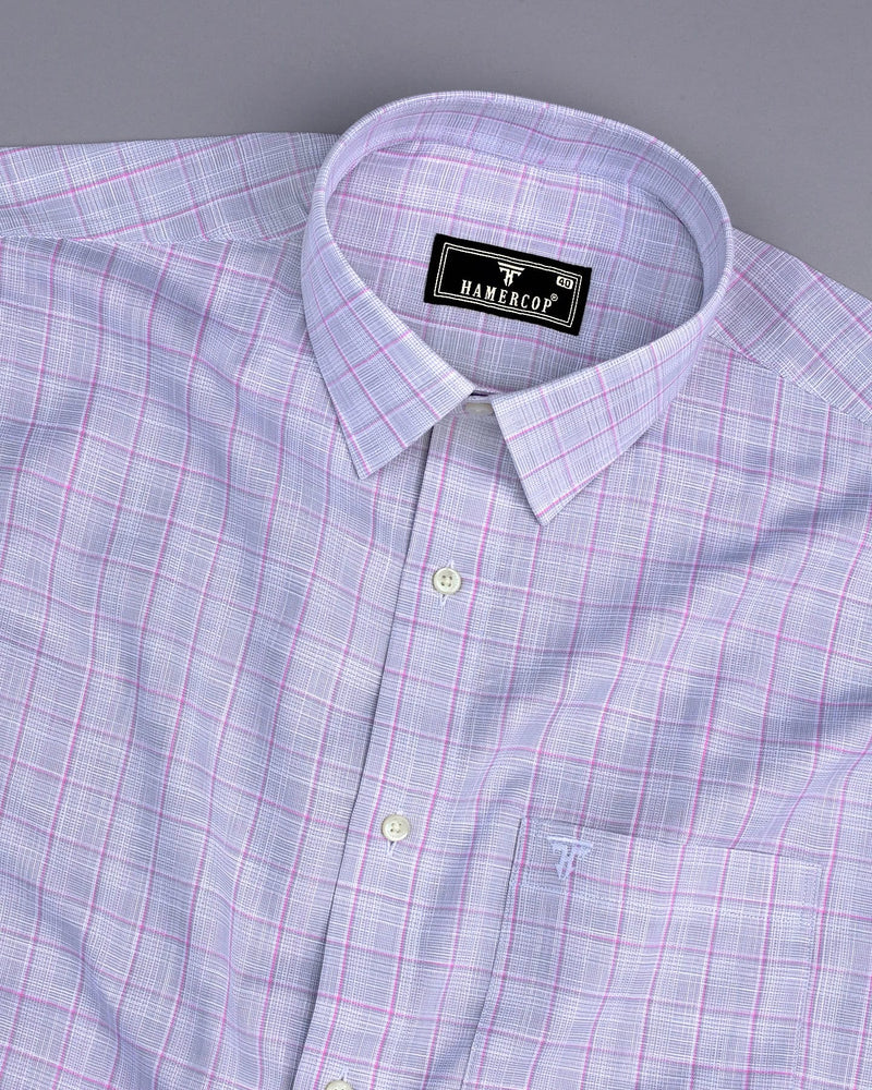 Travon Gray With Pink Check Amsler Linen Cotton Shirt